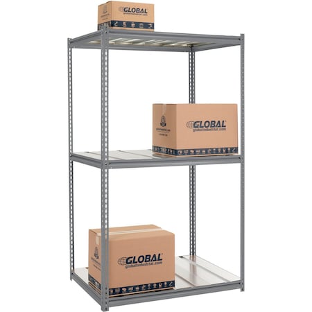 Global Industrial High Cap. Starter Rack 48Wx24Dx84H 3 Level Steel Deck 1500lb Per Shelf GRY 580902GY